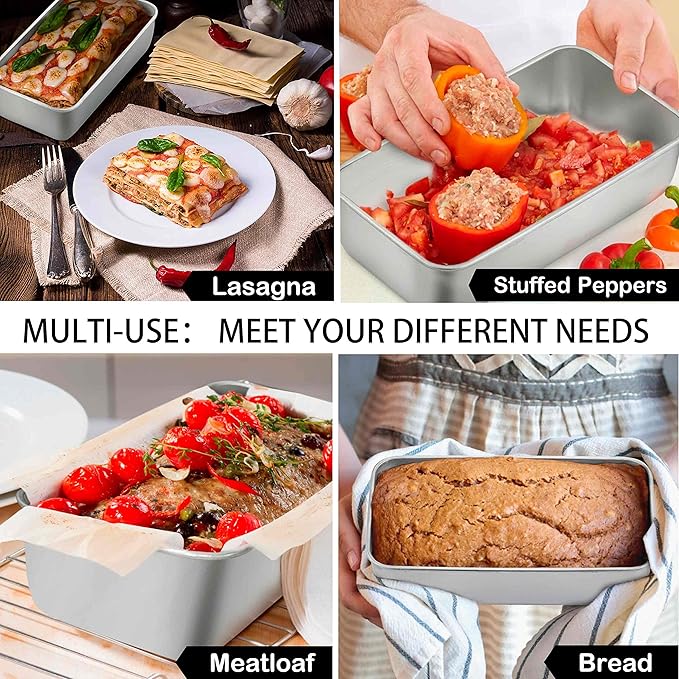 TeamFar Loaf Pan, 9¼” × 5” Bread Loaf Pan Meatloaf Pan Stainless Steel for Baking Bread Cake Toast, Healthy & Durable, Dishwasher Safe & Easy Clean