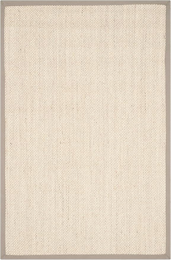 SAFAVIEH Area Rug 4x6 - Natural Fiber Collection - Marble & Khaki, Sisal, Woven Design with Border (NF143E)