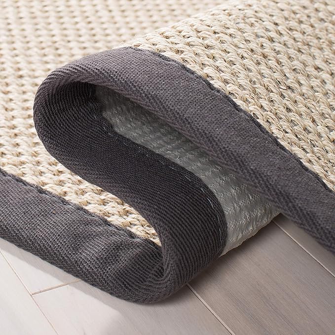 SAFAVIEH Area Rug 10x14 - Natural Fiber Collection - Large - Marble & Dark Grey, Sisal, Woven Design with Border (NF143D)