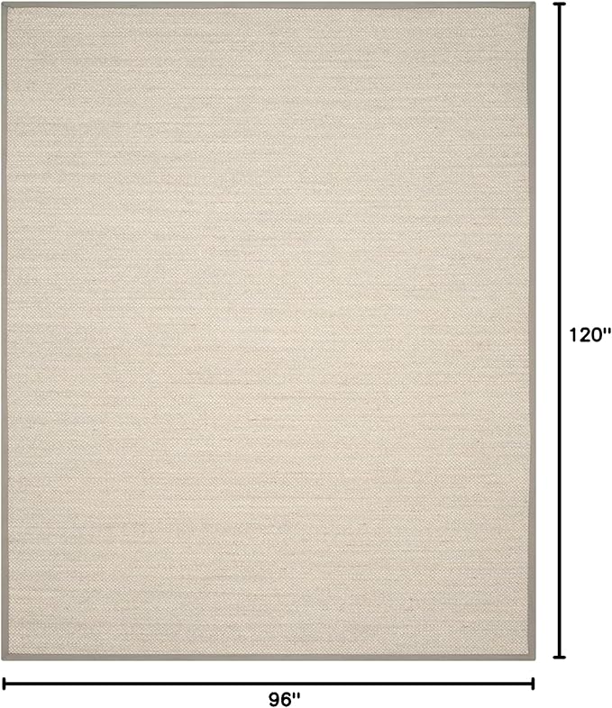 SAFAVIEH Area Rug 8x10 - Natural Fiber Collection - Large - Marble & Khaki, Sisal, Woven Design with Border (NF143E)