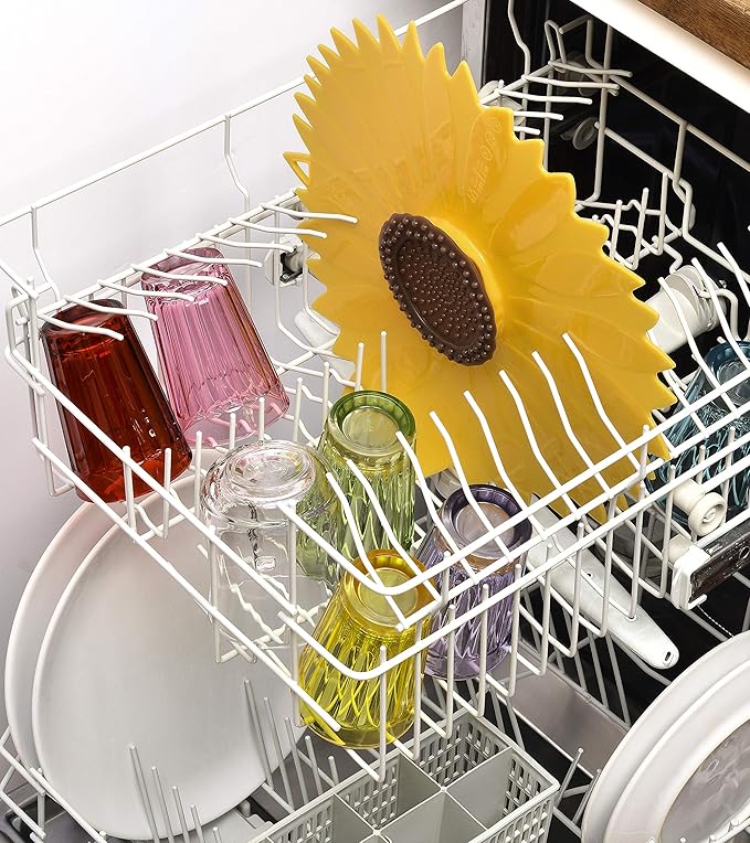 Charles Viancin - Sunflower Lid Gift-Box - Set of 4 Silicone Lids for Food Storage and Cooking - 11''/28cm + 9''/23cm + 6''/15cm + 4''/10cm - Airtight Seal on Any Smooth Rim Surface