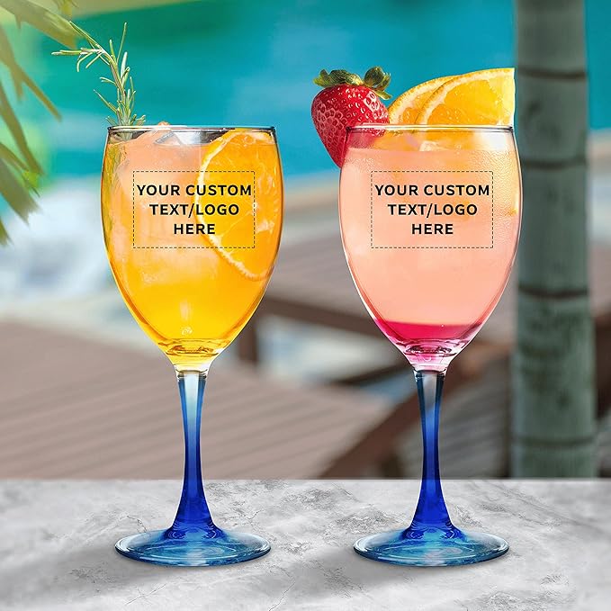 Custom Nuance Wine Glasses by ARC 10.5 oz. Set of 50, Personalized Bulk Pack - Restaurant Glassware, Perfect for Red Wine, White Wine, Cocktails - Blue