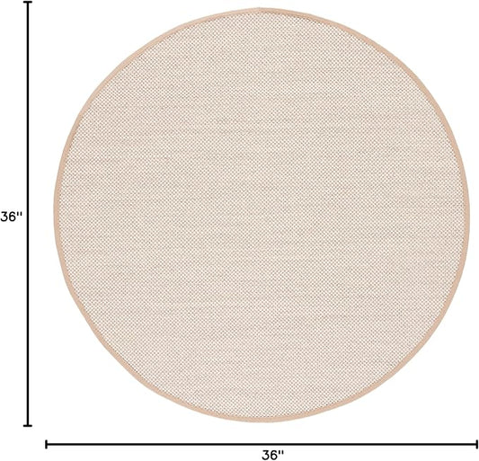 Safavieh Area Rug 3' Round - Natural Fiber Collection - Marble & Linen Color, Sisal, Woven Design with Border (NF143B)