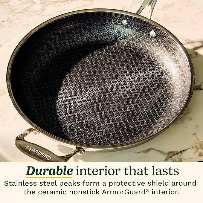 Cuisinart FusionPlus Nonstick Stainless Steel Cookware Set, 5-Piece Skillet Cooking Set with PFAS-Free PURELYSEAR Ceramic Non Stick Technology, Scratch Proof, Cool Grip Handles, Dishwasher Safe