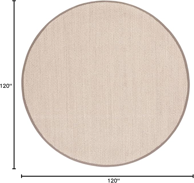 SAFAVIEH Area Rug 9' Round - Natural Fiber Collection - Marble & Khaki, Sisal, Woven Design with Border (NF143E)