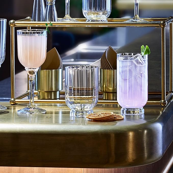 Bormioli Rocco Florian 12.6 oz. Double Old Fashioned DOF Glasses, Clear, Set of 4