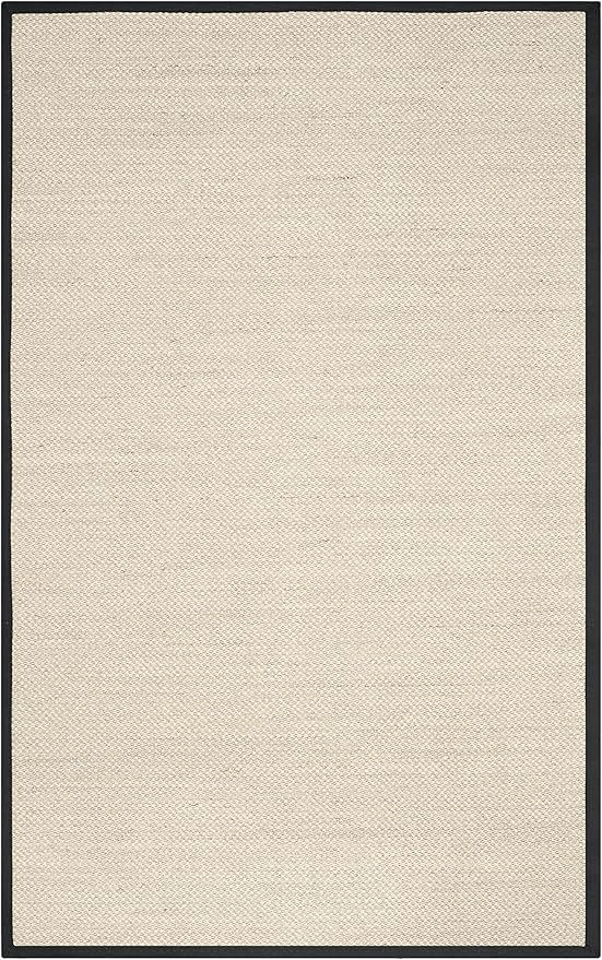 SAFAVIEH Area Rug 5x8 - Natural Fiber Collection - Marble & Black, Sisal, Woven Design with Border (NF143A)