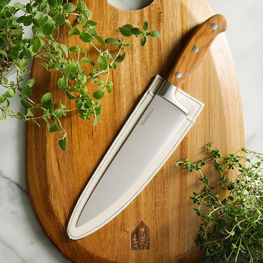 Bloomhouse 8 Inch German Steel Chef Knife W/Italian Olive Wood Forged Handle