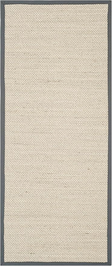 SAFAVIEH Natural Fiber Collection Runner Rug - 2'6" x 6', Marble & Dark Grey, Sisal, Woven Design with Border (NF143D)