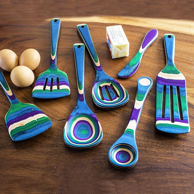 Baltique Mumbai Collection 7 Piece Cooking Utensil Set, Safe for Nonstick