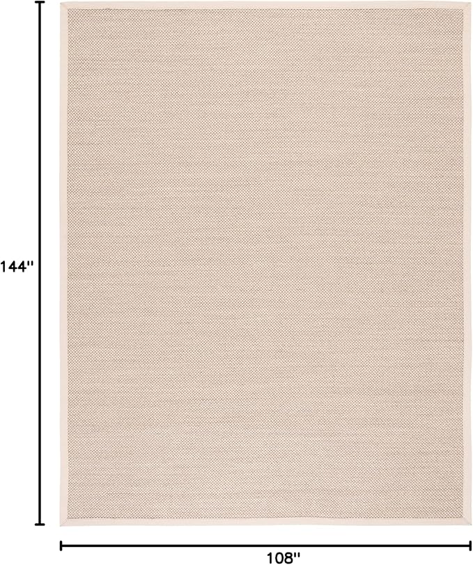 SAFAVIEH Area Rug 9x12 - Natural Fiber Collection - Large - Marble & Beige, Sisal, Woven Design with Border (NF143C)