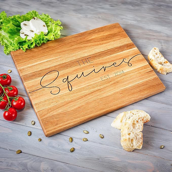 Personalized Oak Wood Cutting Board – Custom Engraving with Family Name – 12x16 Inches – Gift for Christmas, Wedding, Anniversary, Housewarming, Mother’s Day – Great for Parents and Friends