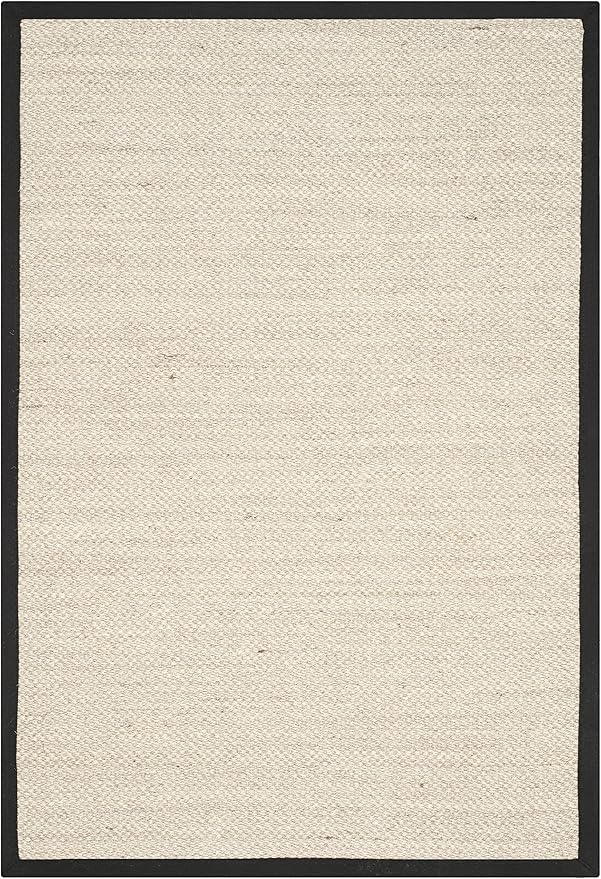 SAFAVIEH Natural Fiber Collection Area Rug - 2'6" x 4', Marble & Black, Sisal, Woven Design with Border (NF143A)