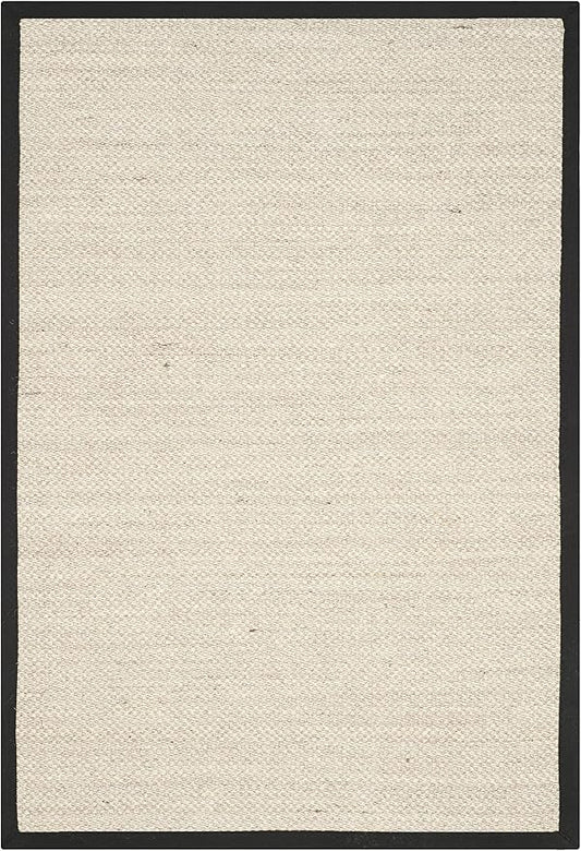 SAFAVIEH Natural Fiber Collection Area Rug - 2'6" x 4', Marble & Black, Sisal, Woven Design with Border (NF143A)