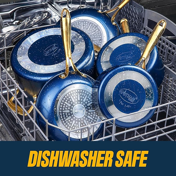 Gotham Steel 12 Pc Ceramic Cookware Set Nonstick, Ceramic Pots and Pans Set Non Stick with Steamer for Cooking, Non Toxic PFOA PFOS Free, Premium Stay Cool Handles, Oven & Dishwasher Safe