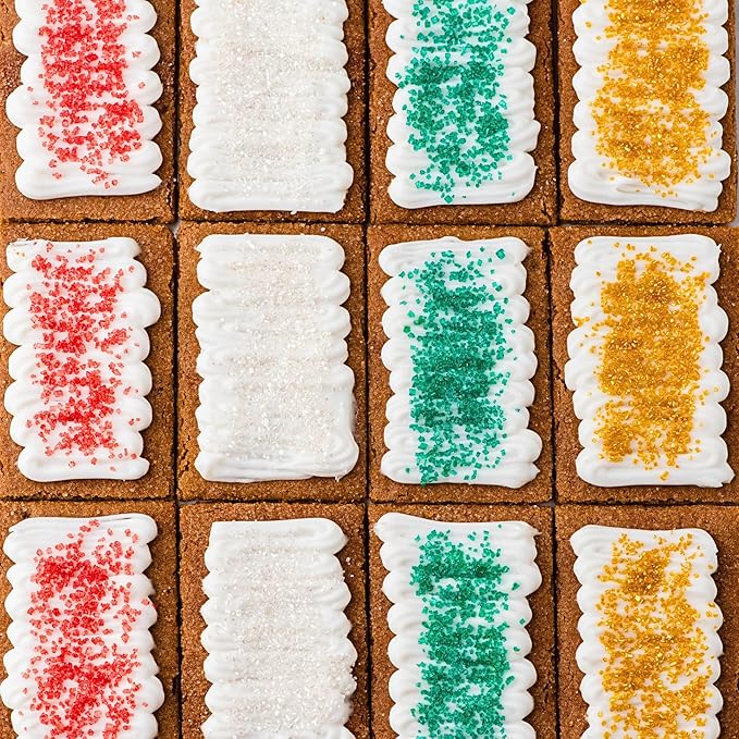 Sweets Indeed Christmas Baking Sugar Crystals 4-Pack – 4.52 oz | White, Red, Green & Gold Sparkling Sugars | Holiday & Everyday Dessert Decorating Set