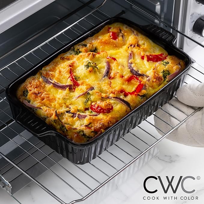 COOK WITH COLOR Casserole Dishes for Oven, Porcelain Baking Dishes, Ceramic Bakeware Sets of 4, Rectangular Pans Handles for Baking Cake Kitchen