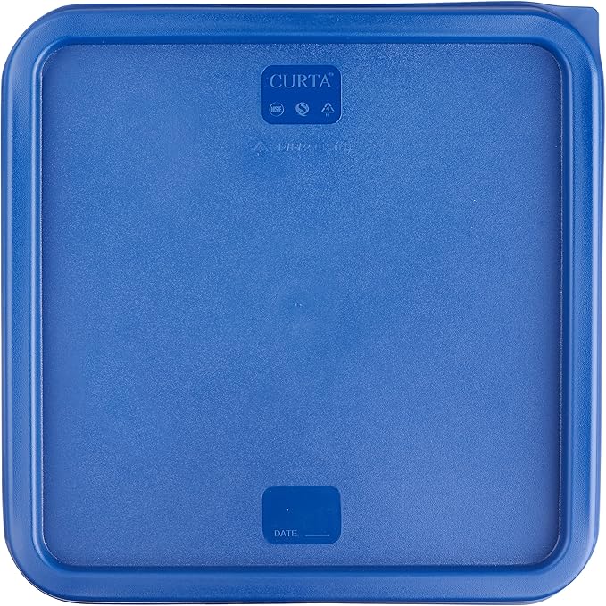 CURTA 4-Pack Food Storage Containers with Blue Lids - 12 Qt & 22 Qt Square Clear Polycarbonate - NSF Listed, Commercial Grade, Freezer & Dishwasher Safe, Stackable