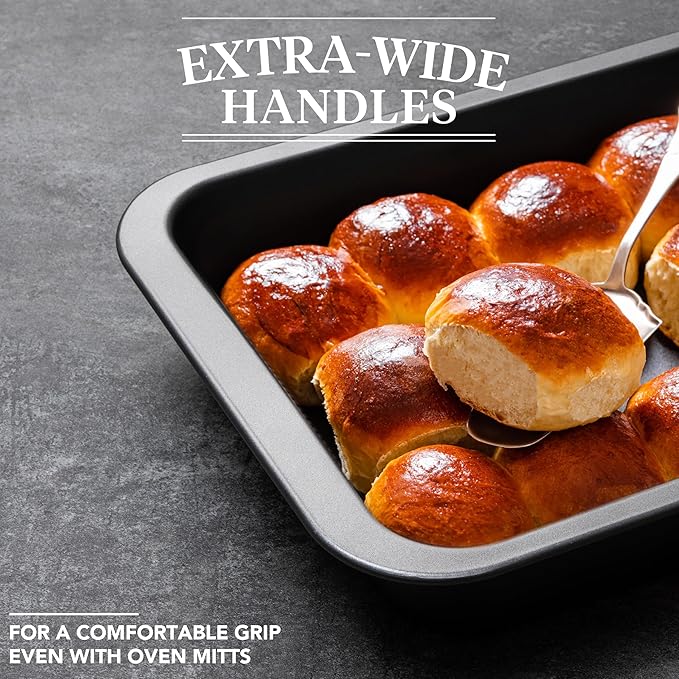 Cake Pan, Nonstick Baking Pan for Cake, Bread, Brownie or Lasagna, Heavy Duty Baking Dish with Diamond Texture Pattern and Wide Grips