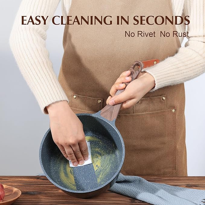 SENSARTE Nonstick Sauce Pan with Lid Saucepan Set, Swiss Granite Coating Sauce Pot Kitchen Cooking Pot Sets, Induction Comptable, Free of Intentionally Added PFOA, 1.5 + 2 QT