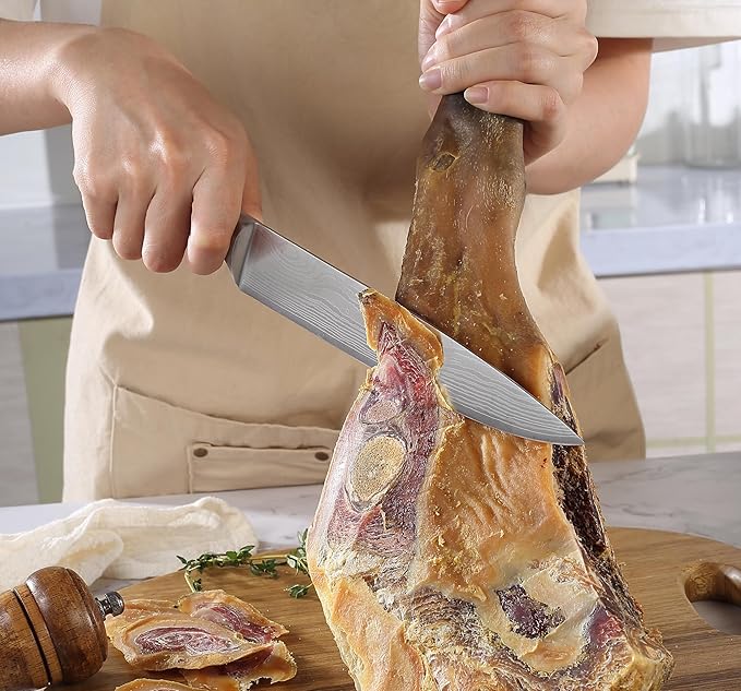 PAUDIN Carving Knife 8 inch, Ultra Sharp Brisket Slicing Knives, Premium Meat Cutting Knives German Stainless Steel, BBQ Knife with Ergonomic Handle, for Slicing Roast, Meats and Vegetables