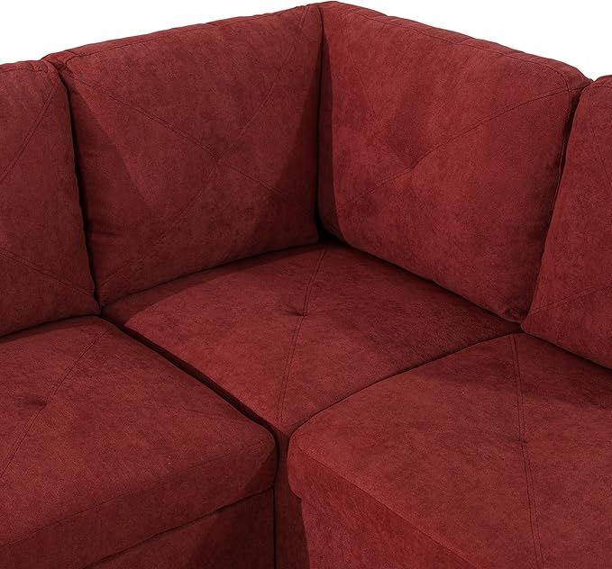 NicBex L Shaped Couch Sectional Couches for Living Room 2 Pieces Modern Sectional Sofa with Right Chaise Sectional Couch with Solid Frame for Living Room, Flannelette, Red