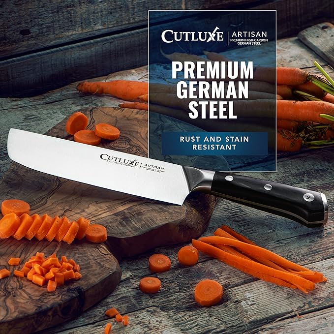 Cutluxe Nakiri Knife, 7" Vegetable Knife – for Chopping, Dicing & Slicing, Razor Sharp, Full Tang, Ergonomic Handle Design – Artisan Series