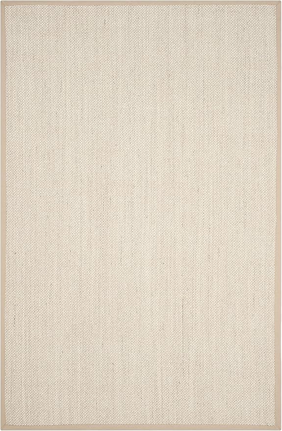 SAFAVIEH Area Rug 6x9 - Natural Fiber Collection - Marble & Linen Color, Sisal, Woven Design with Border (NF143B)