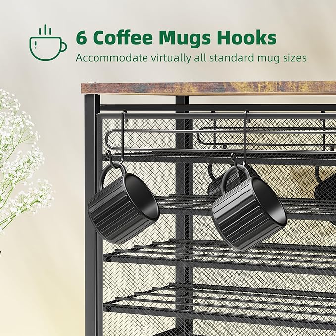 Simple Trending 5 Tier Coffee Pod Holder for K Cup, 160 Pod Pack Capacity Rack, Wood, Black