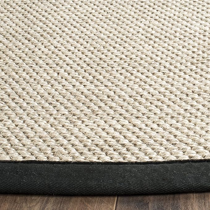 SAFAVIEH Area Rug 8x10 - Natural Fiber Collection - Large - Marble & Black, Sisal, Woven Design with Border (NF143A)