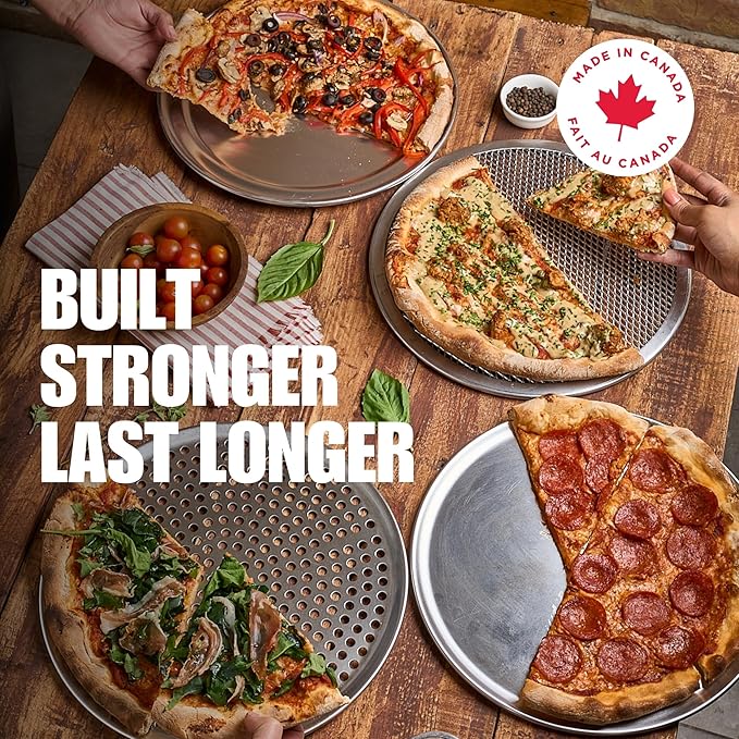 Norjac Pizza Pan with Holes, 16 Inch 2 Pack, Aluminum Pans for Oven, Round, Rust-Free & Heavy-Duty, Perforated Baking Tray for Crispy Crust