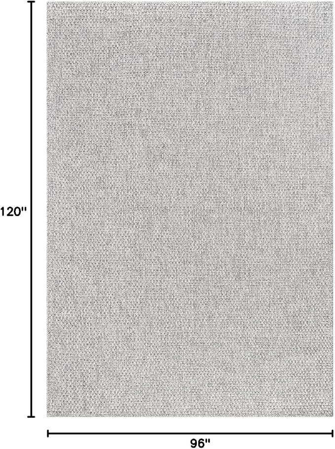 CAMILSON Easy Jute Rug 8x10, Indoor Outdoor Grey Color Area Rugs for Living Room Farmhouse Patio and Kitchen Rug, Solid Boho Woven Design, Easy-Cleaning, Washable Outside Carpet Alfombras (8 x 10)