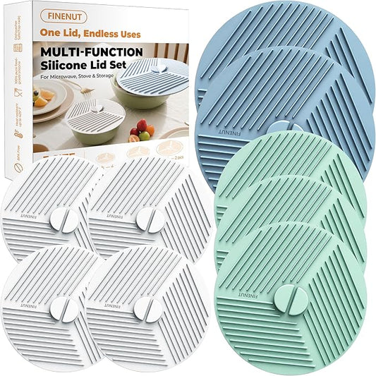 Silicone Lids for Bowls,Pots - 9-Pack Microwave Splatter Cover Food Storage Universal Multi-Use Lid & Trivet Mats with Non-Slip Suction for Pans,Plates, Cups Heat Resistant Dishwasher Safe