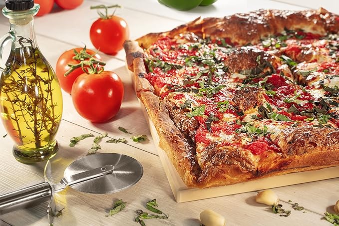 CucinaPro Pizza Stone for Oven, Grill BBQ- Extra Thick 5/8" Cordierite Rectangular Baking Stone for Better Holiday Cooking- 16" x 14" Pan- Holds High Temp For Crispy Crust- Kitchen Essential Xmas Gift