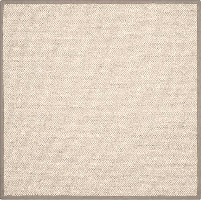 Safavieh Area Rug 9' Square - Natural Fiber Collection - Large - Marble & Khaki, Sisal, Woven Design with Border (NF143E)