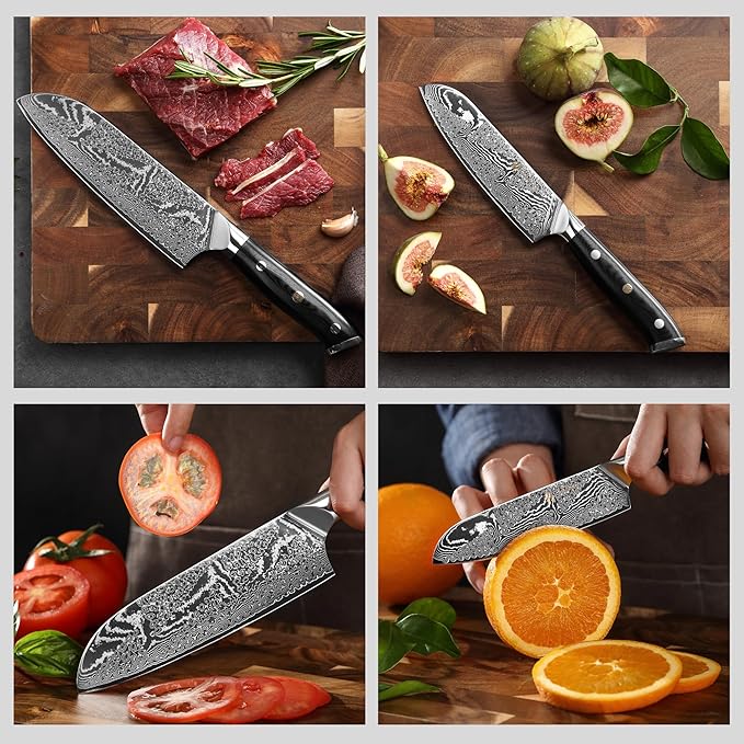 Wakoli NIT 2-Piece Kitchen Knife Set – Professional Damascus Chef Knives | 67-Layer VG10 Core Steel | Ergonomic G10 Handle | Santoku Knife & Small Santoku in Wooden Gift Box