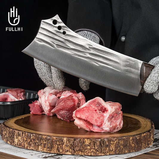 FULLHI 16pcs Butcher Knife Set Hand Forged chef knife Boning Knife With Sheath High Carbon Steel Chef For Kitchen, Camping, BBQ