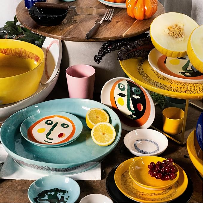 Breakfast Plate | Feast tableware by Ottolenghi | 4 Dessert Plates | Stoneware Dinnerware Set in mixed colors 2 | luxury Dishware for Dinner at Home, Party | Kitchen Sets