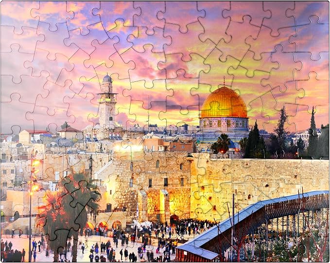 MyPuzzle Skyline of The Old City at The Western Wall and The Temple Mount in Jerusalem Israel - Premium 100 Piece Jigsaw Puzzle for Adults