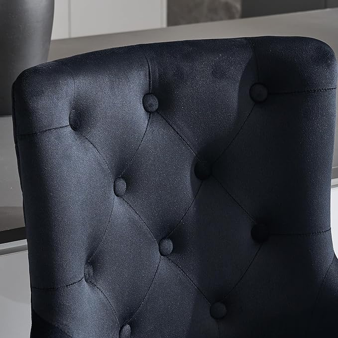 Velvet Lion Bar Stools Set of 4, Modern Height Adjustable Swivel Barstools with Chrome Base, Tufted Counter Height Bar Stools Upholstered Bar Chairs for Kitchen Island, Dining Room, Black