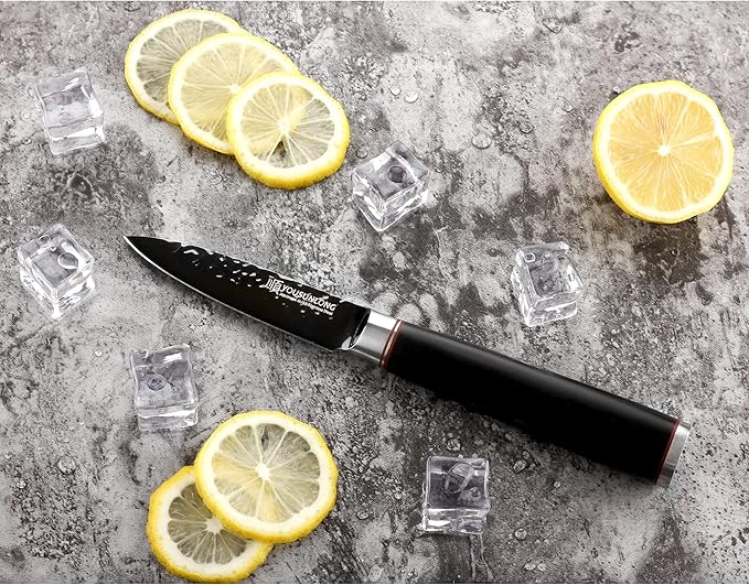 YOUSUNLONG Paring Peeling Knives - 3.5 Inch Japanese AUS8 HRC Steel Fruit & Vegetable Knife - Leadwood Handle