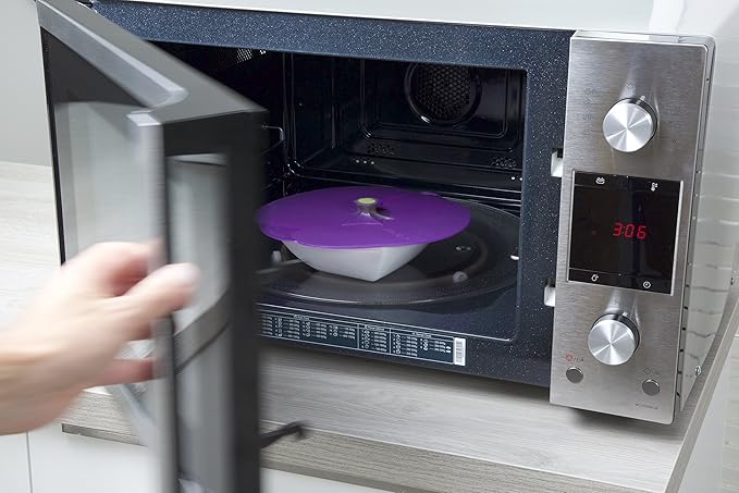 Charles Viancin - Eggplant Silicone Lid for Food Storage and Cooking - 8''/20cm - Airtight Seal on Any Smooth Rim Surface - BPA-Free - Oven, Microwave, Freezer, Stovetop and Dishwasher Safe