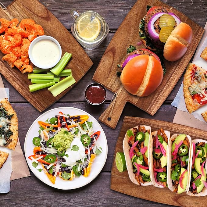 Irenare 18 Pcs Plain Cutting Board Set with Handles Laser Engraving Wooden Charcuterie Kitchen Serving Chopping Board Bulk for DIY Housewarming Mother's Day Gifts(Acacia,17 x 10 Inch)