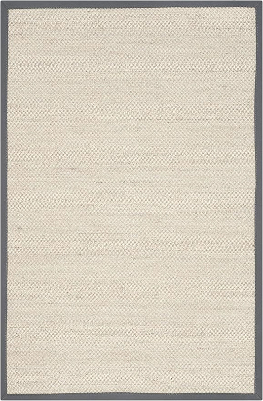 SAFAVIEH Natural Fiber Collection Area Rug - 2'6" x 4', Marble & Dark Grey, Sisal, Woven Design with Border (NF143D)