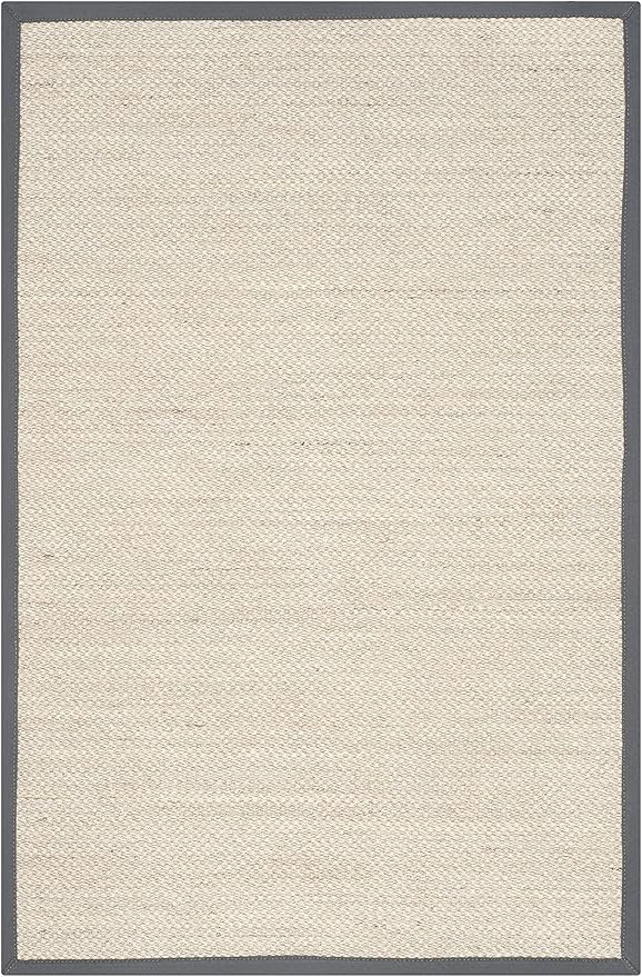 SAFAVIEH Area Rug 3x5 - Natural Fiber Collection - Marble & Dark Grey, Sisal, Woven Design with Border (NF143D)