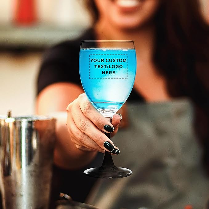 Custom Nuance Wine Glasses by ARC 10.5 oz. Set of 50, Personalized Bulk Pack - Restaurant Glassware, Perfect for Red Wine, White Wine, Cocktails - Black