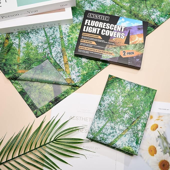 2 Pcs Fluorescent Light Covers - 4 x 2 Feet Covers for Ceiling Lights, Magnetic Light Filters for Classroom, Office, Hospitals, Home