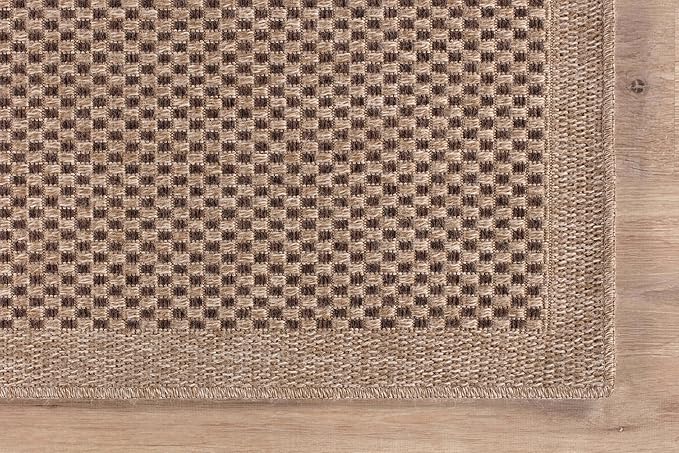 CAMILSON Easy Jute Round Rug 6ft Indoor Outdoor Natural Color Fiber Area Rugs for Living Room Patio and Kitchen Rug, Sisal Boho Woven Design Easy-Cleaning Washable Outside Carpet Alfombras (6 Round)