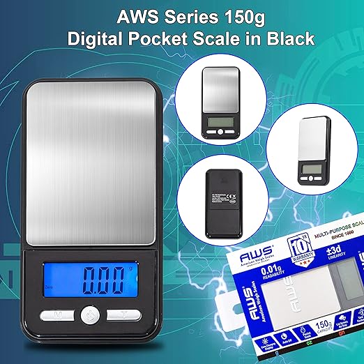 American Weigh Scales Series Digital Pocket Weight Scale, Stainless SteelAC-650-BLK650G X 0.1G(Black) (150g x 0.01g)