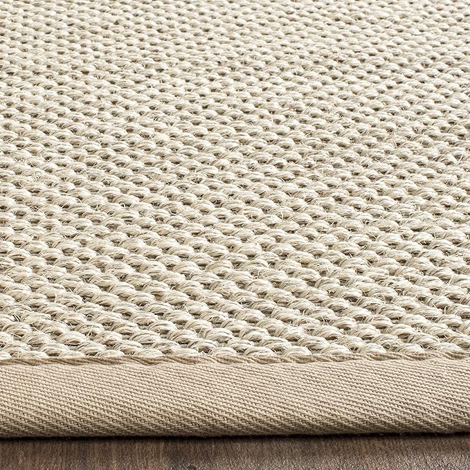 SAFAVIEH Area Rug 8x10 - Natural Fiber Collection - Large - Marble & Linen Color, Sisal, Woven Design with Border (NF143B)